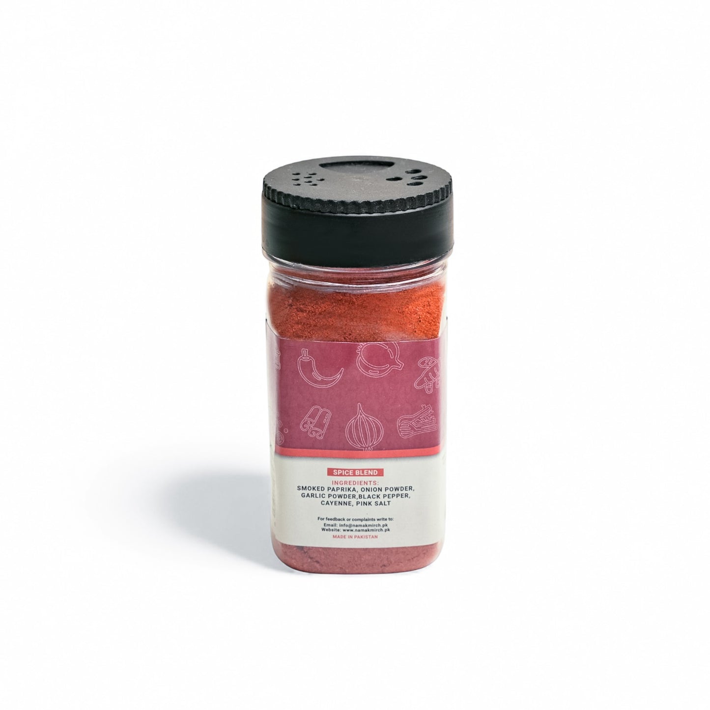 Namak Mirch Smoked Paprika seasoning jar back with usage directions