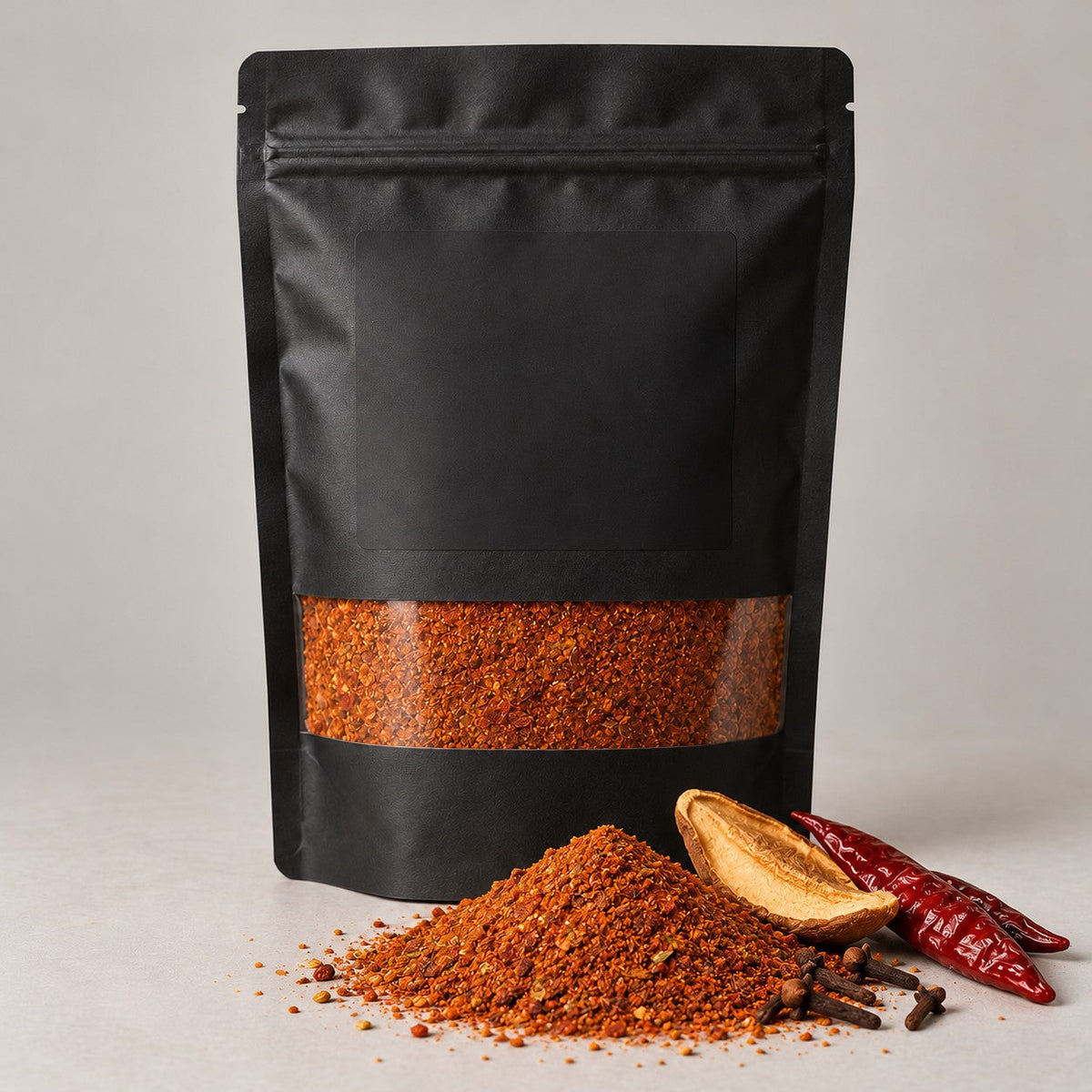 Namak Mirch Pav Bhaji Masala kitchen pack with the blend spilled in front