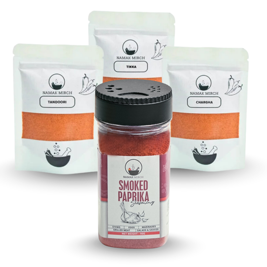 Namak Mirch Chicken Marinades gift box set with Smoked Paprika seasoning and three recipe mix packs