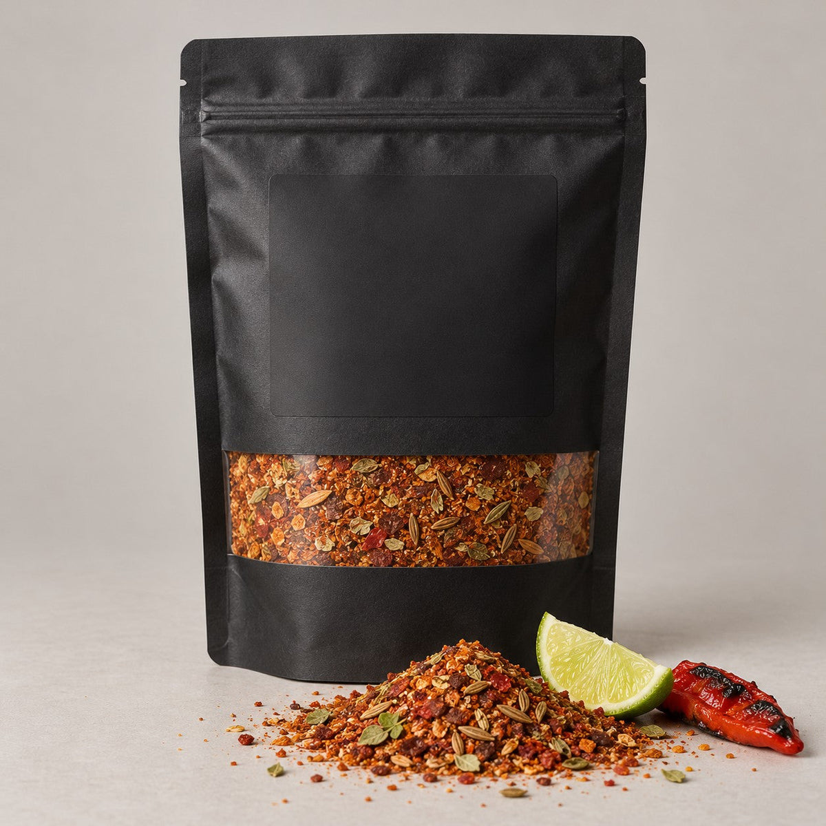 Namak Mirch Fajita Seasoning kitchen pack with the blend spilled in front